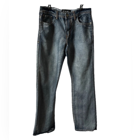 CJ Black Relaxed Straight Jeans Men 34x32 Fade Distressed Cross Pocket Y2K - Picture 1 of 12